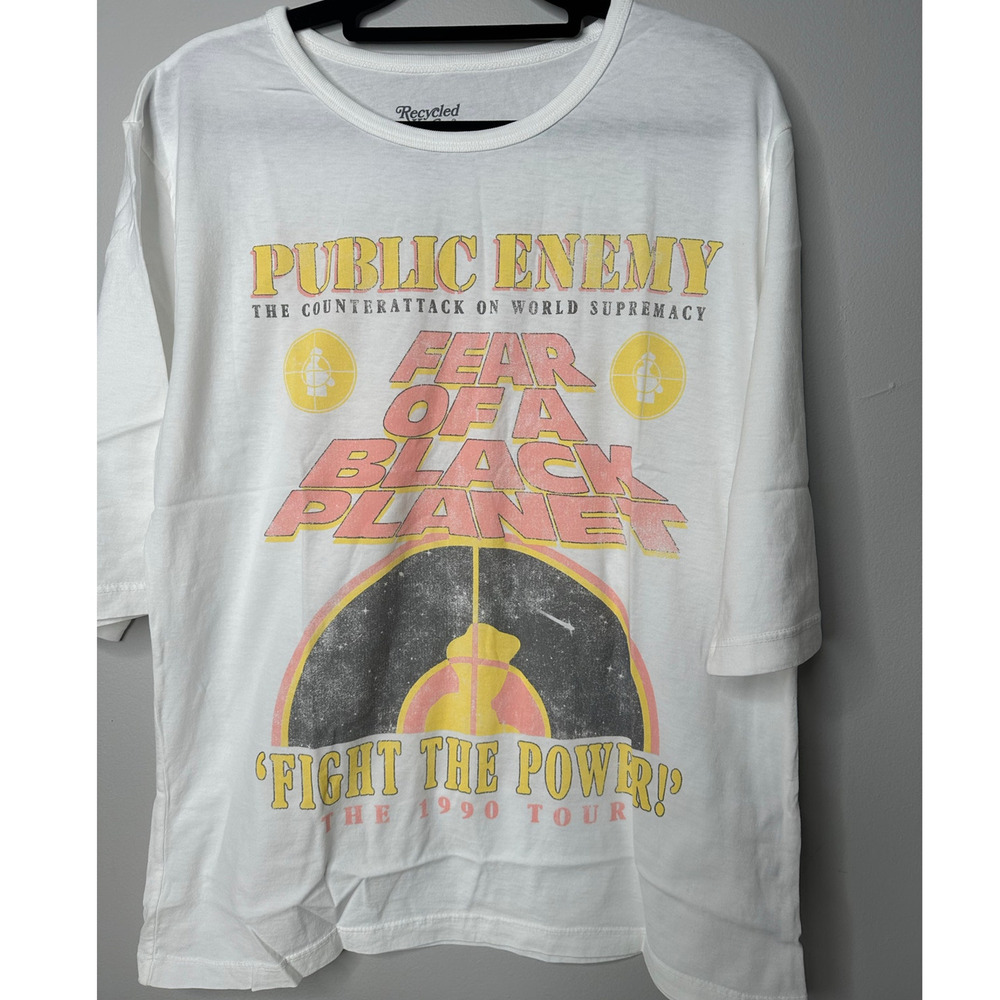 NWT Recycled Karma Public Enemy Fight the Power Tour White T-Shirt Sz M